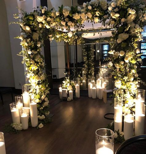 Percy Sales Events on Instagram: “Still thinking about this beautiful #chuppah filled with white floral by @lilla_bello and the dramatic candles by @vogue.candles for Mary…” Wedding Chuppah, Black And White Wedding, Sale Event, White Wedding, Gold Black, Be Still, Table Decorations, Candles, Vogue