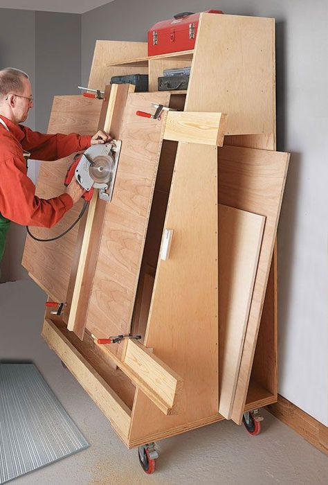 Panel Saw idea Lumber Cart, Woodsmith Plans, Lumber Rack, Panel Saw, Lumber Storage, Woodworking Shop Plans, Woodworking Workshop, Woodworking Plan, Woodworking Jigs