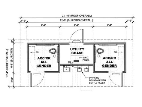 Restroom Design, Drinking Fountains, Public Restroom, Drinking Fountain, Space Available, Building Code, Plan Ideas, Public Building, Modular Design