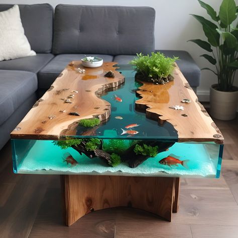 Aquarium Coffee Table Aquarium Cafe, Coffee Table Colors, Aquarium Furniture, Table Fish Tank, Aquarium Table, Table Aquarium, Fish Tank Coffee Table, Aquarium Coffee Table, Dreamy Living Room