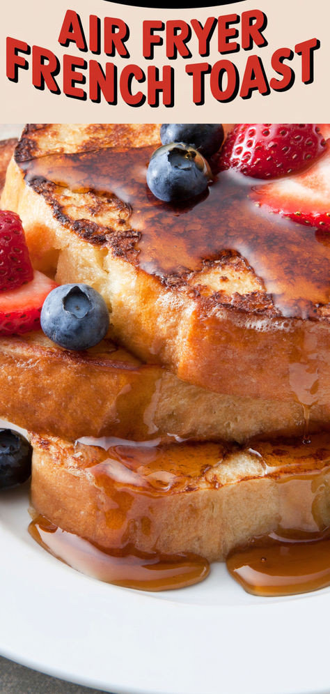 This air fryer French toast recipe is a breakfast game-changer! Our simple recipe features thick brioche bread combined with a classic egg mixture seasoned with cinnamon and nutmeg, delivering a perfectly flavored twist on traditional French toast. Thick French Toast Recipe, French Toast In Air Fryer, Thick French Toast, French Toast With Cinnamon, Buttermilk French Toast, Air Fryer French Toast, Protein French Toast, French Toast Bites, French Toast Sticks