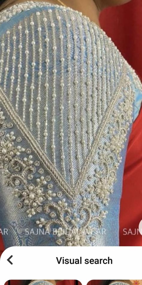 Silver Zari Work Blouse Bridal, Aari Work Tracing Patterns Bridal, Silver Zari Aari Work Blouse, Silver Work Blouse Designs Indian, Silver Thread Work Blouse Designs, Silver Blouse Designs Latest, Silver Maggam Work, Silver Maggam Work Blouse Designs, Silver Aari Work Blouse