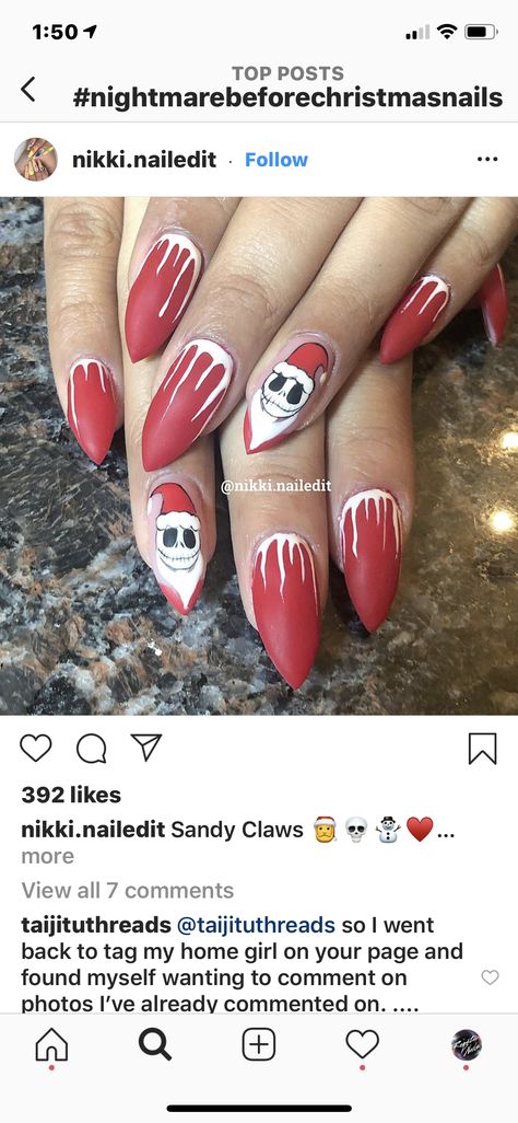 Anti Christmas Nails, Christmas Pudding Nails, Nightmare Before Christmas Nails Xmas, Horror Christmas Nails, Gothmas Nails, Nbc Nails, Night Before Christmas Nails, Spooky Christmas Nails, Christmas Lollipop Holder Svg