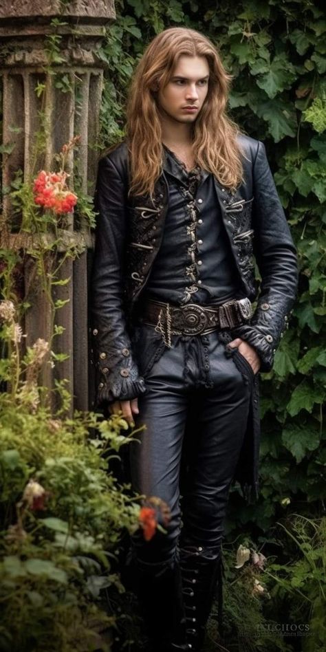 Male Dark Fairy Costume, Dark Royalty Outfits Men, Fairytale Men Outfit, Fantasy Coat Male, Gothic Royalty Aesthetic Men, Black Robes Fantasy Male, Fae Fashion Male, Fae Aesthetic Clothes Male, Mens Fantasy Ball Outfit