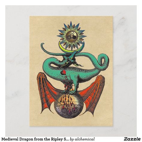 Medieval Illuminated Manuscript, Dragon Moon, Hawk Tattoo, Medieval Dragon, Esoteric Art, Bone White, Illuminated Manuscript, Skull And Bones, Postcard Size