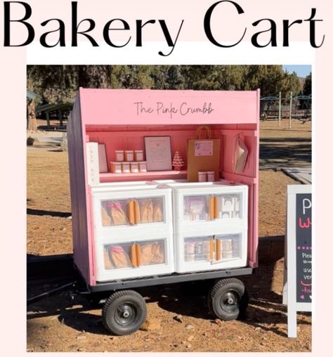 Self Serve Bakery Cart, Mobile Bakery Ideas, Bakery Stand Farmers Market, Bakery Cart Ideas, Roadside Bakery Stand, Porch Bakery, Sourdough Business, Bakery Booth, Bakery Cart