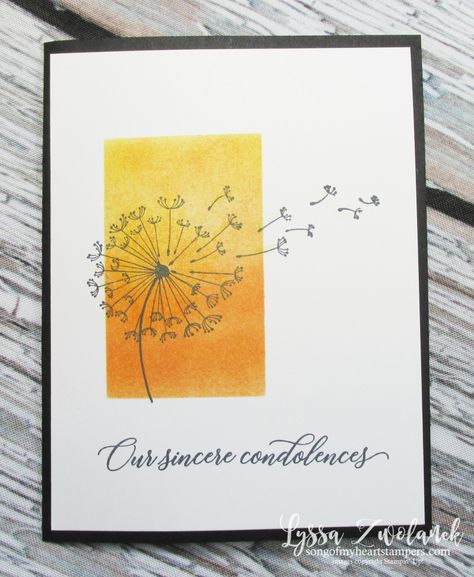 Stampin Up Sympathy, Home To Roost, Sympathy Cards Handmade, Dandelion Wishes, Dandelion Wish, Get Well Cards, Rubber Stamping, Card Layout, Watercolor Cards