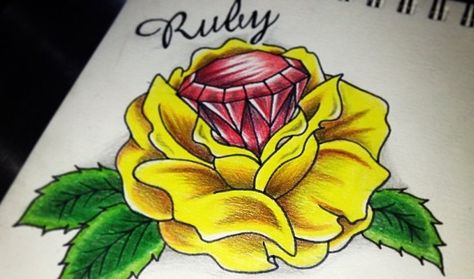 Ruby Diamond Rose Tattoo Banner Printing, Skin Art, Ruby Diamond, Rose Tattoo, Tattoo Idea, I Tattoo, Paisley Print, Tatting, Piercings