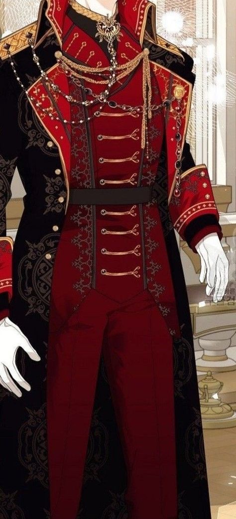 King Outfit Medieval, Red Royal Outfit Male, Evil King Outfit, Royal Gaurd Outfits, Royal Suits For Men Aesthetic, Royal Clothes Drawing Male, Royalty Fashion Men, Prince Clothing Aesthetic, Red Suit Drawing