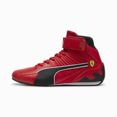 Product Story Enhance Your Driving Experience With The New Scuderia Ferrari Kart Cat Pro Rl With Reinforced Key Abrasion At The Toe And Medial Foot. A Power Strap Stabilizes The Ankle, While A Full Rubber Outsole Inches You Closer To The Pedals. Features & Benefits Forever Better: The Upper Of This Shoe Is Made With At Least 20% Recycled Materials As A Step Toward A Better Future Details Synthetic Leather Look Upper Eva Midsole Rubber Outsole Puma Formstrip On The Lateral Side Scuderia Ferrari L Scuderia Ferrari Logo, Motorsport Shoes, Wordmark Logo, Product Story, Best Shoes For Men, Sneakers Puma, Black Puma, Scuderia Ferrari, Ferrari Logo