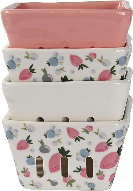 https://amzn.to/44bwSKt 7Penn Ceramic Berry Basket Colander Fruit Bowl, Set of 4 - Decorative Ceramic Fruit Carton for Produce Storage Tomato Storage, Ceramic Berry Basket, Ceramic Berry Bowl, Berry Colander, Produce Storage, Ceramic Cafe, Berry Basket, Ceramic Fruit, Tiny Gifts