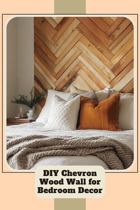 "Add texture and style to your bedroom with a DIY Chevron Wood Wall! 🛠️🎨 Perfect for creating a statement. #ChevronWall #DIYBedroomDecor #WallArtInspo" Wall For Bedroom, Bedroom Design Inspiration, Wood Walls, Chevron Wall, Chevron Design, Modern Vibe, Diy Home Decor Projects, Rustic Modern, Diy Wall