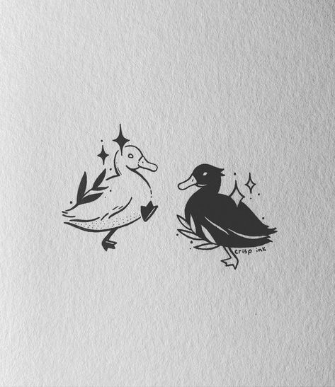 Goose Tattoo Matching, Simple Duck Tattoo, 24 Tattoo, Crisp Ink, Goose Tattoo, Couple Tat, Sister Tat, Maching Tattoos, Cute Matching Tattoos