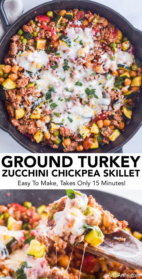 Chickpea Ground Turkey, Clean Eating Skillet Recipes, Ground Turkey And Yellow Squash, Turkey And Veggie Skillet, Ground Turkey Zucchini Quinoa, Ground Turkey And Chickpea Recipes, One Pan Dinners Ground Turkey, Ground Turkey Garbanzo Beans, Anti Inflammation Ground Turkey