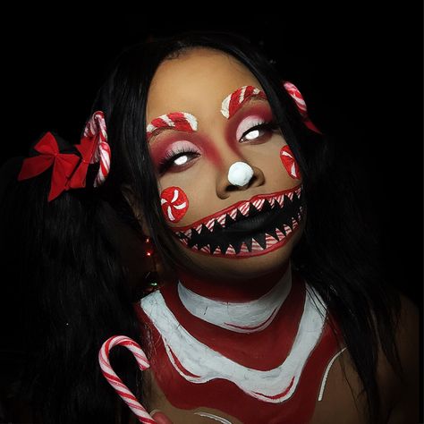 Christmas Fx Makeup Ideas, Horror Christmas Makeup, Christmas Horror Makeup, Creepy Christmas Makeup, Scary Christmas Makeup, Christmas Sfx Makeup, Xmas Makeup, Christmas Horror, Scary Christmas