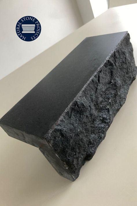 An extra black split face option in Nero Zimbabwe granite. Available in large format for  wall cladding , fire-bench or counter fronts. Face Stone, Japanese Bar, Stone Projects, Stone Counters, Edge Profile, Stone Bench, Stone Cladding, Black Granite, Raw Beauty