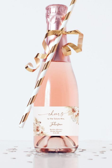 Boho Terracotta Bridal Shower Mini Sparkling Wine Sparkling Wine Label Pop When She Pops, Mini Champagne Labels, Bridal Shower Champagne, Mini Champagne Bottles, Pop Baby Showers, Sparkling Wine Label, Champagne Bottle Labels, Bottle Label Template, Wedding Stickers Labels