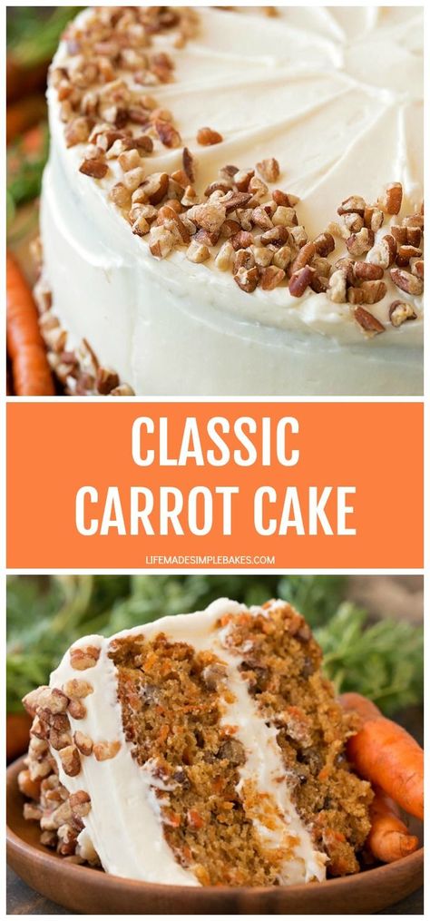 Thick Cream Cheese Frosting, Carrot Cake Recipe Homemade, Classic Carrot Cake, Life Made Simple, Best Carrot Cake, Carrot Cake Recipe, Toasted Pecans, Food Cakes, Cheese Frosting