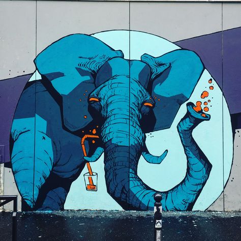 Graffiti Elephant, Mural Elephant, Elephant Mural, Animal Graffiti, Belleville Paris, Graff Art, Street Art Paris, Street Mural, Urban Street Art