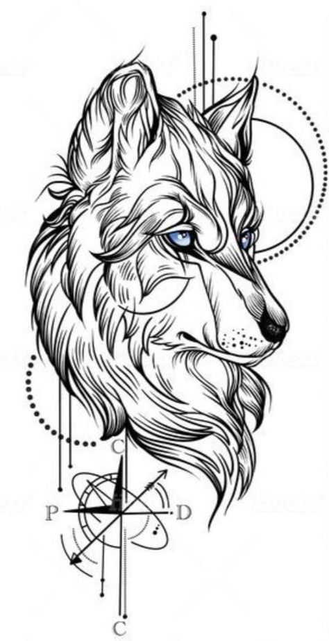 Wolf Tattoo Traditional, Men's Tattoos, Geometric Sleeve Tattoo, Wolf Tattoo Sleeve, Full Sleeve Tattoo Design, Armband Tattoo Design, Tattoo Outline Drawing, Wolf Artwork, Wolf Tattoo Design