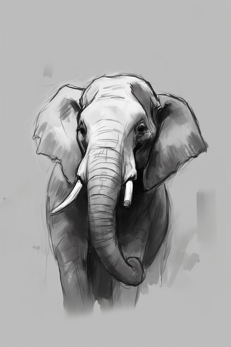 Elephant Illustration Design, Sketch Elephant, Elephant Drawings, South African Animals, Elephant Portrait, Elephant Sketch, Painted Elephant, Animal Sketch, Elephant Colour