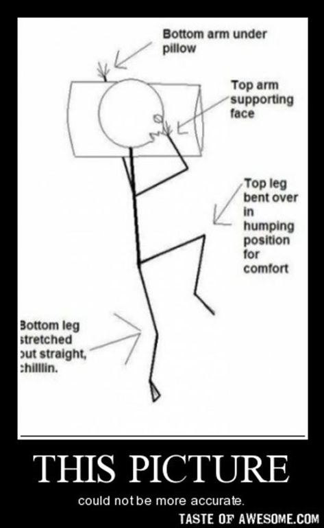 So True! My most comfortable position. Knee hanging just off the edge of the bed! Ways To Sleep, Everything Funny, Totally Me, Sleeping Positions, Describe Me, Bones Funny, How To Fall Asleep, Funny Pictures, Funny Quotes