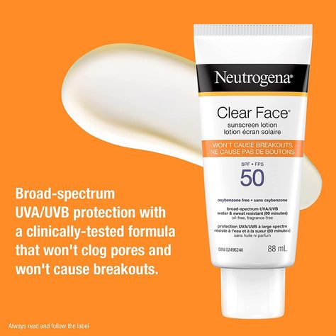 Neutrogena Sunscreen spf 50 This is such an amazing sunscreen to use on your face everyday! this will not clog your pores are cause break outs, only provide protection for your skin against UV rays. Neutrogena Sunscreen, Chemical Sunscreen, Suncare, Clear Face, Facial Sunscreen, Body Sunscreen, Sunscreen Spf 50, Dry Sensitive Skin, Sunscreen Lotion