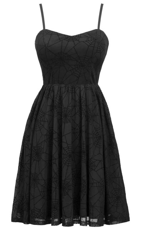 Black Alternative Dress, Emo Wedding Guest Outfit, Spiderweb Dress, Halloween Costumes To Make, Spooky Babe, Inked Shop, Black Sundress, Dresses With Pockets, Goth Dress