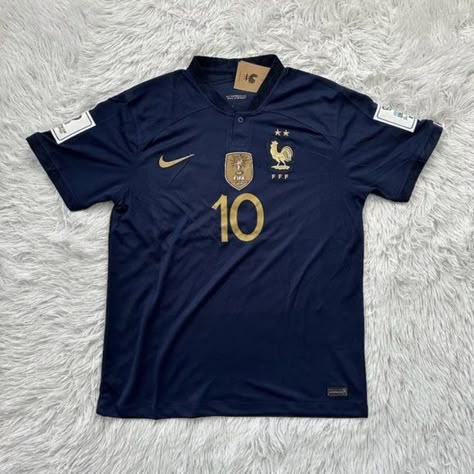 Men's Kylian Mbappe France World Cup 2022 Home Blue New Soccer Jersey France Football Jersey, Mbappe France, Jordans 4, France Soccer Jersey, France World Cup, France Jersey, Football Shirt Designs, Football Jersey Outfit, World Cup Jerseys