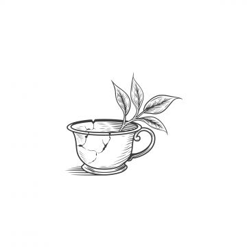 Vintage Tea Cup Drawing, Chipped Tea Cup Tattoo, Cracked Teacup Tattoo, Yea Cup Tattoos, How To Draw A Tea Cup, Sweet Tea Tattoo, Tea Cups Drawing, Tea Cup Tattoo Vintage, Tea Cup Sketch