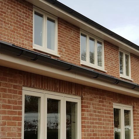 Cream Exterior Windows, Cream Windows Exterior, Beige Windows Exterior, Cream Windows, Cream Upvc Windows, Cream Sash Upvc Windows, Light Grey Upvc Windows, Upvc Window Colours Uk, Upvc Casement Windows