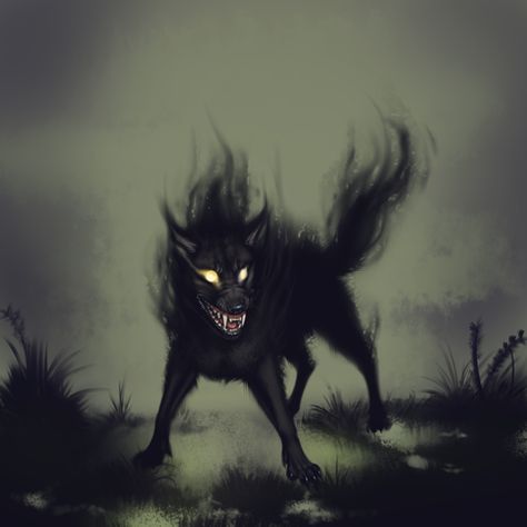 Since i am a child of hades, my pet is a hellhound! Her name is Sam. She is not as friendly as mrs. O leary, so beware. She doesnt like strangers and is very protective. Shadow Creatures, Demon Wolf, Shadow Wolf, Fantasy Wolf, Anime Wolf, Mythical Creatures Art, Black Wolf, Wolf Art, Anime Angel