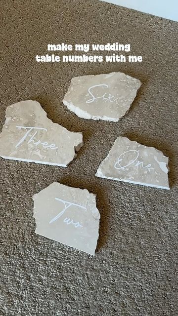 Kristi Tu on Instagram: "I love the look of Travertine table numbers so I thought I would DIY them myself. How did they turnout?  These travertine pieces can also be used for wedding signage. You can make your bar sign, card book sign, guest book. Anything you can imagine.  Follow for more wedding content!   Raise your hand if you’re a DIY bride 🙋‍♀️  #diybride #weddingdecor #tablenumbers #tablenumber #weddingdiy #weddingproject #weddingcontentcreator #2024bride #2024brides #bridetobe #asmrsounds #asmrvideo #diybrides #weddinginspiration #weddinginspo #travertinetable #travertine #sandiegowedding #socalwedding #sandiegolife #sandiegoliving #bridestyle #brideinspiration #brideinspo #receptiontable #satisfyingasmr #elegantwedding" Tablenumber Wedding Diy, Diy Stone Table Numbers, Travertine Table Numbers, Diy Marble Table, Travertine Table, Table Numbers Wedding Diy, Wedding Diys, Diy Table Numbers, Wedding Content