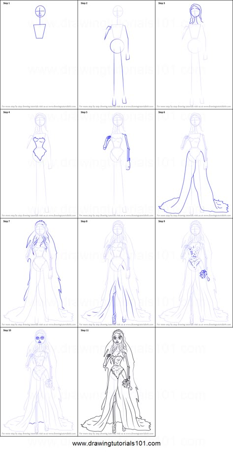 How to Draw Emily from Corpse Bride printable step by step drawing sheet : DrawingTutorials101.com How To Draw Corpse Bride, How To Draw Corpse Bride Step By Step, How To Draw The Corpse Bride, How To Draw Emily Corpse Bride, Corpse Bride Drawing Easy, Emily Corpse Bride Drawing Step By Step, Tim Burton Body Drawing, Emily Corpse Bride Drawing, Emily From Corpse Bride Drawing