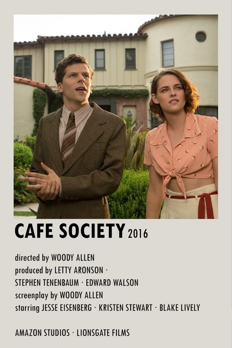 Cafe Society Aesthetic, Woody Allen Aesthetic, Cafe Society Movie, Woody Allen Poster, Movie Character Posters, Film Recommendations, Movies To Watch Teenagers, Movie Hacks, Night Film