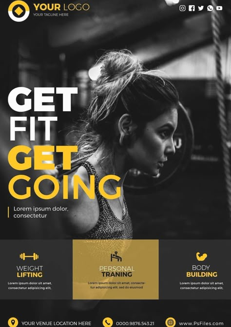 Gym Offers Poster, Fitness Promotion Ideas, Gym Offer Poster Design, Fitness Design Graphics, Offer Poster Design Ideas, Fitness Graphic Design, Graphics Design Flyer, Gym Advertising, Offer Poster