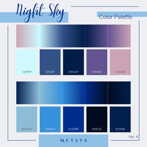 Night Sky Color Palette The Moon, Night Sky Pallet, Midnight Sky Color Palette, Night Blue Color Palette, Night Sky Colour Palette, Starry Sky Color Palette, Night Court Color Palette, Sky Blue Color Combinations Clothes, Starlight Color Palette