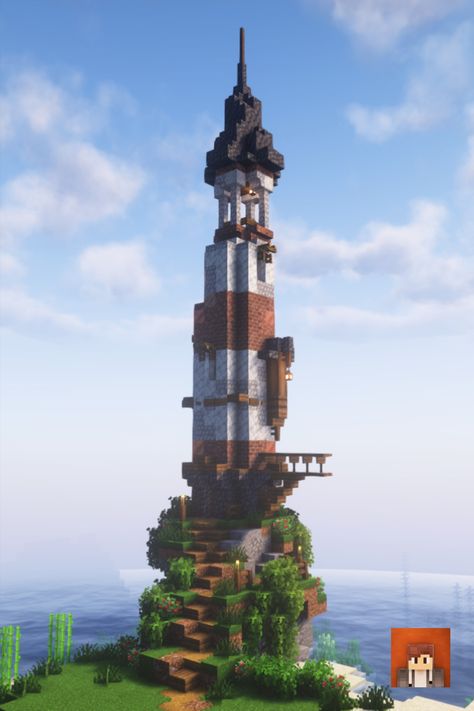 This is a lighthouse I built as a starter base in a survival world. The texture pack I use is 'Stay True' and shaders 'complementary shaders' #Minecraft #MinecraftBuilds #MinecraftHouse #minecraftbuildingideas #MinecraftVictorian #MinecraftBase #victorian #MinecraftLighthouse #lighthouse #minecraftstarterhouse Light House Minecraft Easy, Lighthouse Minecraft Build, Lookout Tower Minecraft, Mc Lighthouse, Minecraft Medieval Lighthouse, Minecraft Lighthouse Medieval, Dock Minecraft Ideas, Minecraft Lighthouse Ideas, Minecraft Starter Base Ideas