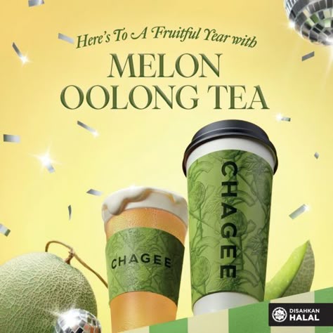 CHAGEE Melon Oolong Tea Chagee Tea, Melon Tea, Unique Tea, Paper Fans, Oolong Tea, Melon, Promotion, Web Design, Tea