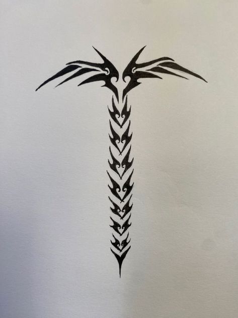 Punk Spine Tattoo, Goth Back Tattoo Women Spine, Emo Spine Tattoo, Body Marker Tattoo Designs, Spine Stencil, Edgy Spine Tattoo, Y2k Spine Tattoo, Skeleton Spine Tattoo, Black Back Tattoo