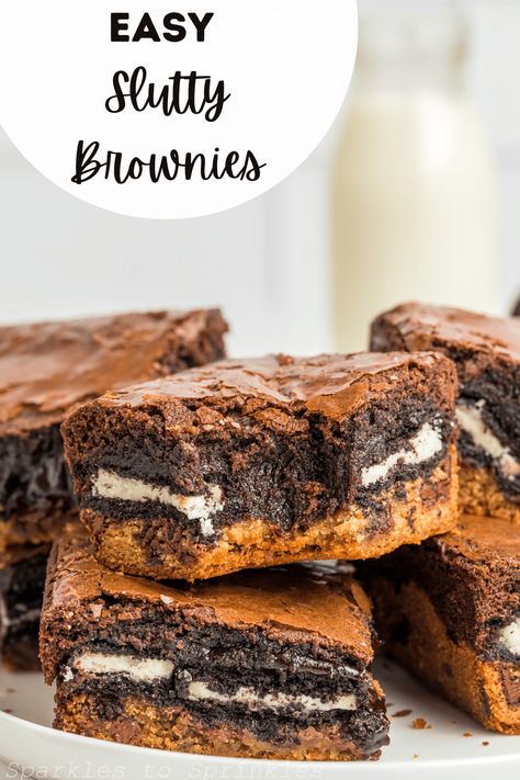 Easy Sluttier Brownies, Slurry Brownies, Sluttier Brownies, Trifle Bowl Recipes, Double Stuffed Oreos, Homemade Cookie Dough, Ultimate Brownies, Yogurt Dessert, Brownies Chocolate