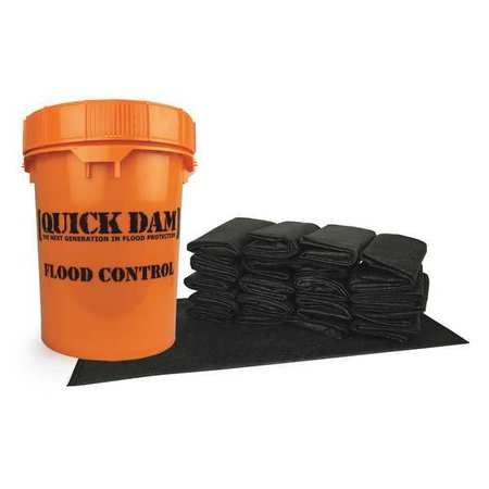 Quick Dam Grab & Go Flood Kit includes 20 Flood Bags in Bucket, Size: 13 x 13, Black Flood Barrier, Flood Protection, Water Flood, Flood Damage, Erosion Control, Storm Surge, Sand Bag, Landscaping Supplies, Tractor Supplies