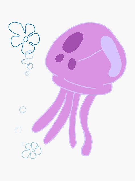 Jelly Fish Spongebob, Jellyfish Pixel Art, Painting Spongebob, Jellyfish Images, Spongebob Jellyfish, Jellyfish Sticker, Hands Painting, Pixel Art Maker, Spongebob Coloring