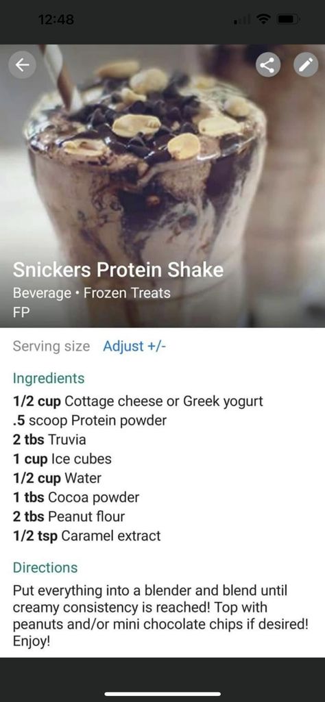 Thm Snickers Shake, Snickers Shake, Thm Smoothies, Adkins Diet, Snickers Protein, Thm Drinks, Peanut Flour, Trim Healthy Mama Recipes, Sugar Free Diet