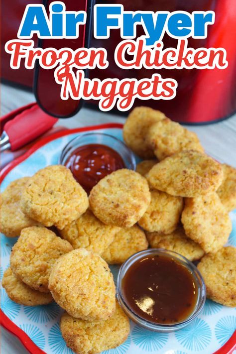 Frozen Chicken Nuggets in an air fryer make a quick lunch even quicker! It's super easy to just pop them in and you've got a snack or lunch in minutes! via @foodhussy Chicken Parmesan Air Fryer, Chicken Nuggets In Air Fryer, Parmesan Air Fryer Chicken, Nuggets In Air Fryer, Air Fryer Chicken Breasts, Cook Frozen Chicken, Chicken Wings Air Fryer, Air Fryer Chicken Parmesan, Vegan Air Fryer Recipes