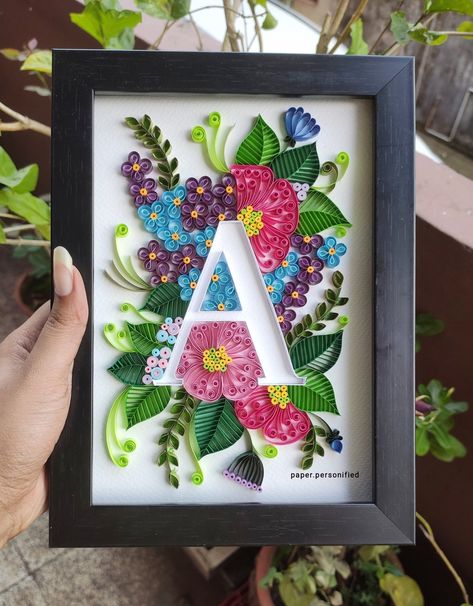 Quilling Images, Framed Initials, Quilling Letters, Arte Quilling, Monogram Wall Art, Art Quilling, Alphabet Wall Art, Quilled Paper Art, Quilling Techniques