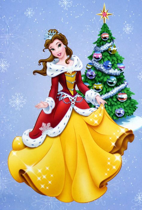 Disney Princess Belle | English (US) Disney Princess Christmas, Disney Merry Christmas, Princess Christmas, Animation Disney, Disney Belle, Disney Princess Belle, Images Disney, Christmas Wallpapers, Princess Pictures