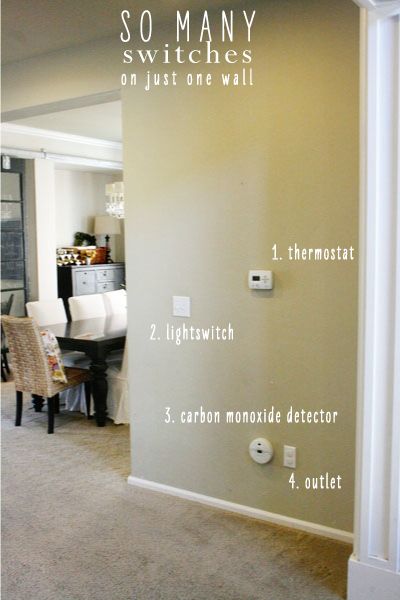 the wall of l's moved across the street | Jones Design Company Disguise Thermostat On Wall, How To Cover Thermostat, How To Hide A Thermostat On The Wall, Wall With Thermostat Decor, Decorate Around Thermostat, How To Hide Outlets On Wall, Hiding Thermostat On Wall, Thermostat Wall Decor, Hide Thermostat On Wall