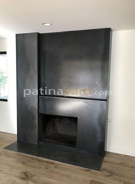 Hot Rolled Steel Fireplace - Patina Yard Custom Furniture & Doors Hot Rolled Steel Fireplace, Custom Fireplace, Metal Sheet, Tv Wall, Custom Furniture, Patina, Fireplace, Furniture