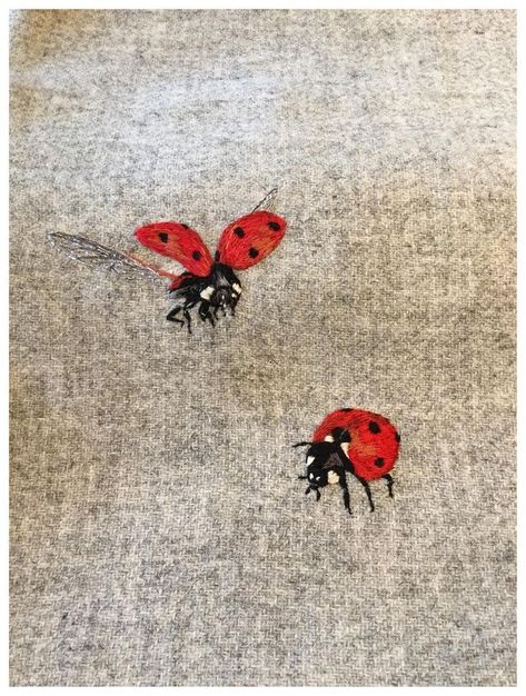 Bugs Embroidery, Embroidered Cushions, Sewing Embroidery Designs, Hand Embroidery Art, Embroidery Craft, Harris Tweed, Hand Embroidery Patterns, Embroidery Inspiration, Embroidery Tutorials